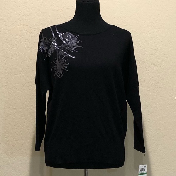 Alfani Black Sweater with Sequin Details - Picture 1 of 6